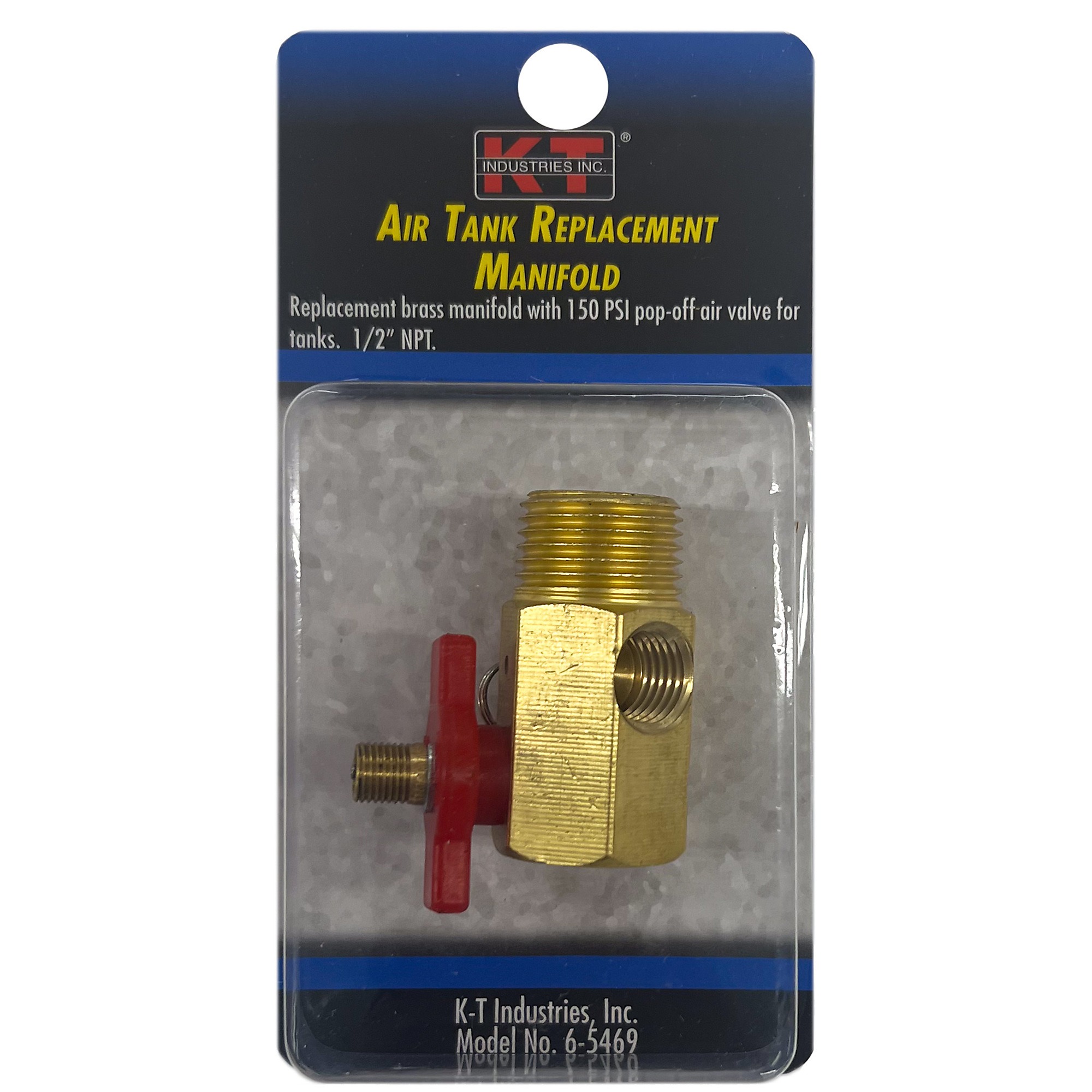K-T Industries Replacement Brass Manifold — 150 PSI, 1/2in. NPT, Model# 6-5469